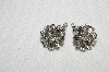 +MBA #E50-070   "Vintage Silvertone Fancy Clear Crystal Rhinestone Clip On Earrings"