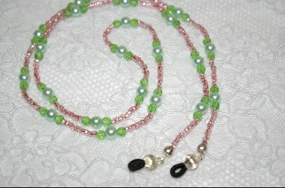 +MBA #6487 "Green Glass Pearls & Crystals"