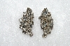 +MBA #E50-377   Vintage Silvertone Fancy Clear Crystal Rhinestone Earrings"