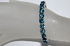 +MBA #E50-424   "Vintage Silvertone Blue Crystal Rhinestone Cuff Bracelet"