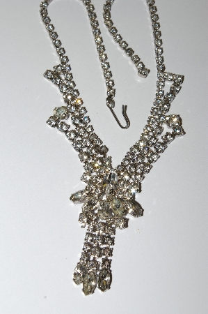 +MBA #E50-447   "Vintage Silvertone Fancy Clear Crystal Rhinestone Chocker"