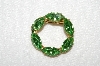 **MBA #E50-103   "Vintage Gold Tone Green Rhinestone Circle Pin" 