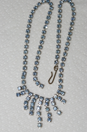 +MBA #E50-049   "Vintage Silvertone Blue Rhinestone Choker"