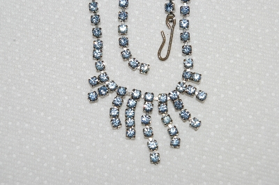 +MBA #E50-049   "Vintage Silvertone Blue Rhinestone Choker"