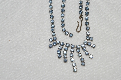 +MBA #E50-049   "Vintage Silvertone Blue Rhinestone Choker"