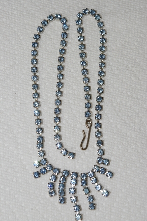 +MBA #E50-049   "Vintage Silvertone Blue Rhinestone Choker"
