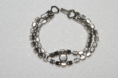 +MBA #E50-040   "Vintage Silvertone Clear Crystal Rhinestone Bracelet"