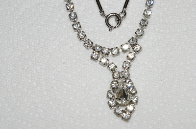+MBA #E50-122   "Vintage Silvertone Clear Crystal Rhinestone 14" L Chocker"