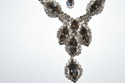 +MBA #E50-437   "Weiss Silvertone Grey & Clear Crystal Rhinestone Fancy Necklace"