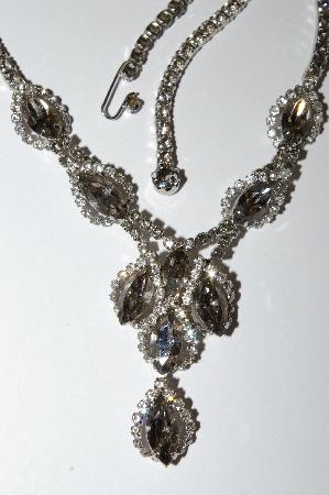+MBA #E50-437   "Weiss Silvertone Grey & Clear Crystal Rhinestone Fancy Necklace"