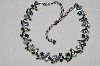 +MBA #E50-024   "Vintage Silvertone Two Shades Of Blue Crystal Rhinestone Chocker"