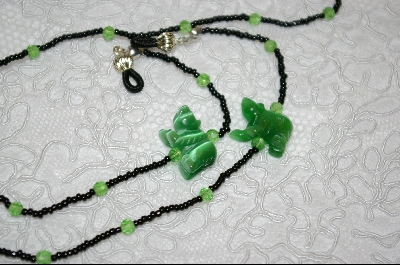 +MBA #6535 "Green Fiber Optic Hand Carved Bears"