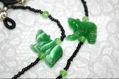 +MBA #6535 "Green Fiber Optic Hand Carved Bears"