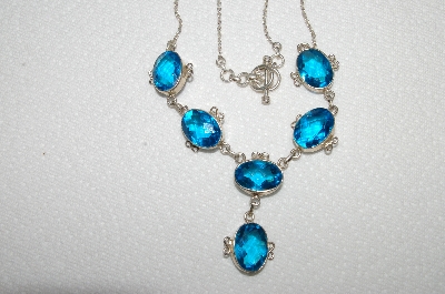 +MBA #E50-009   " Sterling 6 Stone Blue Topaz Necklace"