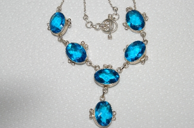 +MBA #E50-009   " Sterling 6 Stone Blue Topaz Necklace"