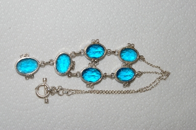 +MBA #E50-009   " Sterling 6 Stone Blue Topaz Necklace"