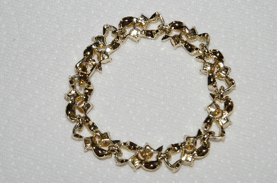 +MBA #E50-043   "Vintage Gold Tone Grey Crystal Rhinestone Bracelet"