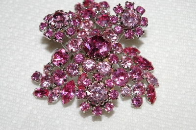 **MBA #E50-061   "Made In Austria Two Shades Of Pink Crystal Rhinestone Brooch"