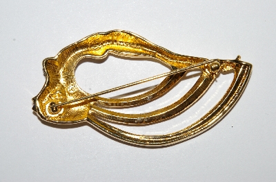 +MBA #E50-284   "Signed Gold Plated Black & Clear Crystal "Lady" Pin