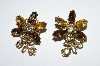 +MBA #E50-222   "Vintage Goldtone Multi Colored Rhinestone Clip On Earrings"