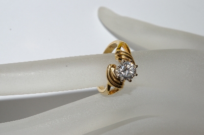 +MBA #E50-411   "Older Gold Plated Fancy Clear CZ Ring"