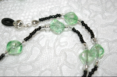 +MBA #6514  "Green Cracked Glass Beads"