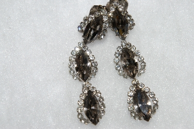 +MBA #E50-334   "Weiss Silvertone Grey & Clear Crystal Rhinestone Drop Style Earrings"