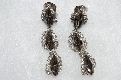 +MBA #E50-334   "Weiss Silvertone Grey & Clear Crystal Rhinestone Drop Style Earrings"