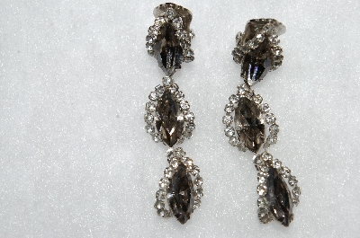 +MBA #E50-334   "Weiss Silvertone Grey & Clear Crystal Rhinestone Drop Style Earrings"