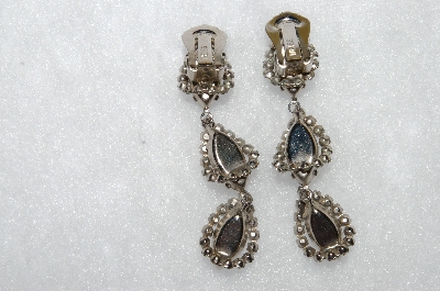 +MBA #E50-334   "Weiss Silvertone Grey & Clear Crystal Rhinestone Drop Style Earrings"