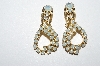 +MBA #E50-254   "Vintage Gold Tone Opal Colored Rhinestone Drop Earrings"