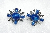 +MBA #E50-364   "Sarah Coventry  Silvertone Blue Stone Earrings"