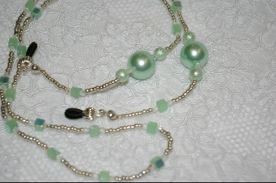 +MBA #6493  "Pale Green Glass Pearls"