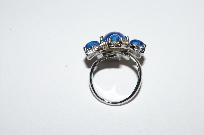 +MBA #E50-408   "Sarah Coventry Silvertone Blue Stone Ring"