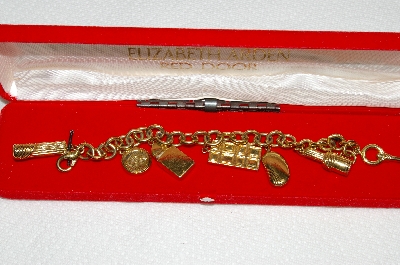 +MBA #E52-102   "Elizabeth Arden Red Dood Goldtone Charm Bracelet"