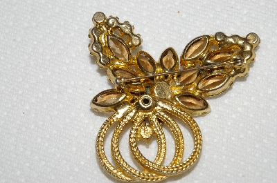 +MBA #E52-054   "Juliana  Goldtone Glass Stone & AB Crystal Rhinestone Fancy Brooch"