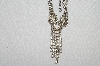 +MBA  #E52-089  "Vintage Silvertone Fancy Clear Crystal Rhinestone Necklace"