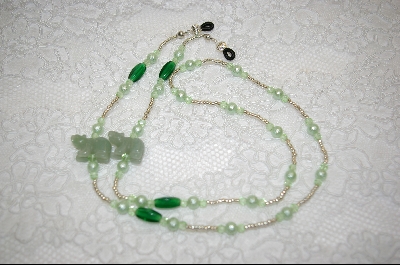 +MBA #6484  "Green Hand Carved Aventurine Bears"