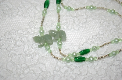 +MBA #6484  "Green Hand Carved Aventurine Bears"