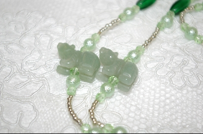 +MBA #6484  "Green Hand Carved Aventurine Bears"
