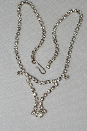 +MBA #E52-173   "Vintage Silvertone Clear Crystal Rhinestone Chocker"