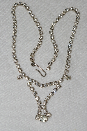 +MBA #E52-173   "Vintage Silvertone Clear Crystal Rhinestone Chocker"