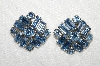 +MBA #E52-111   "Vintage Silvertone Blue Crystal Rhinestone Earrings"