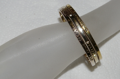 +MBA #E52-210   "Older Guess Set Of 3 Silverplated Motivational Crystal Rhinestone Bangle Bracelets"