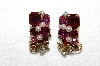 +MBA #E52-006   "Made In Austria Red & Pink Crystal Rhinestone Earrings"