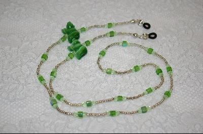 +MBA #6517  "Green Hand Carved Fiber Optic Bears"