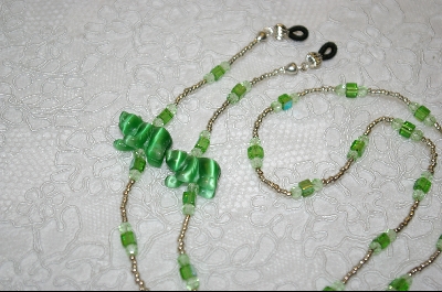 +MBA #6517  "Green Hand Carved Fiber Optic Bears"