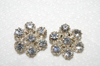 +MBA #E52-012   "Made In Austria Clear Crystal Rhinestone Clip On Earrings"