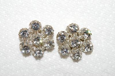 +MBA #E52-012   "Made In Austria Clear Crystal Rhinestone Clip On Earrings"