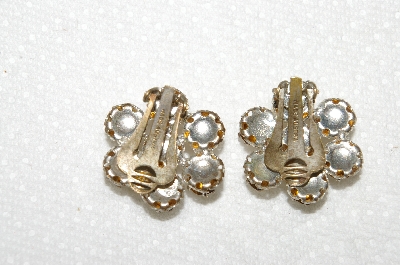 +MBA #E52-012   "Made In Austria Clear Crystal Rhinestone Clip On Earrings"